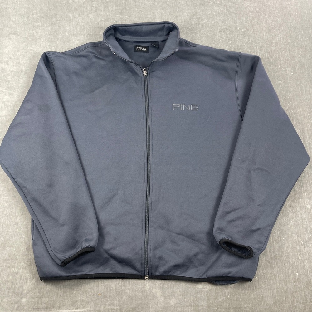Ping Mens Large Gray Full Zip Jacket Golf Collection Mock Neck‎ Athletic
